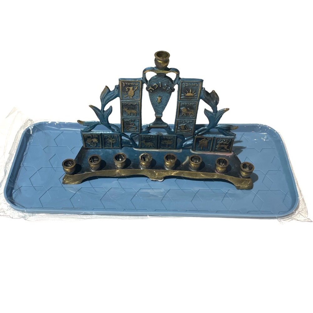 Jewish Star of David Silicone Menorah Tray Blue